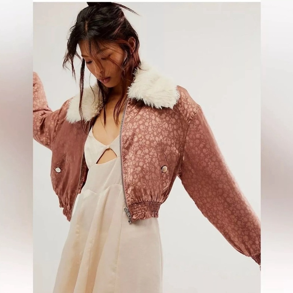 FREE PEOPLE Crafted Floral Bomber Jacket NWOT